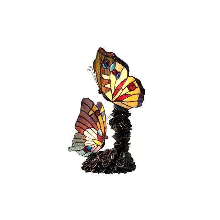 Edith 1 Tiffany-Style 2 Light Butterfly Table Lamp 10" Wide