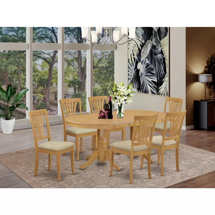 Elegant Dining Room Set With Extendable Leaf & Solid Wood Chairs