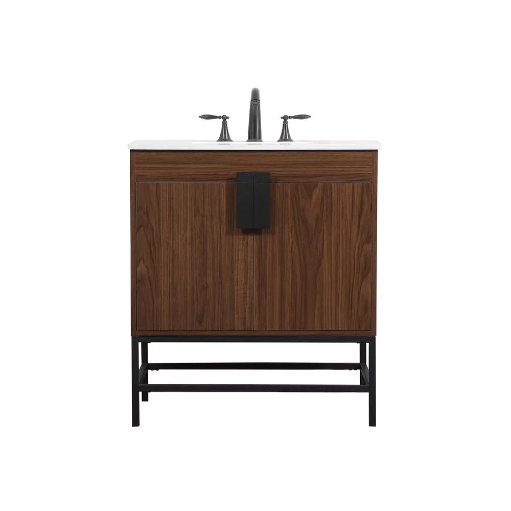 Elegant Kitchen and Bath 30 inch Single bathroom vanity in walnut