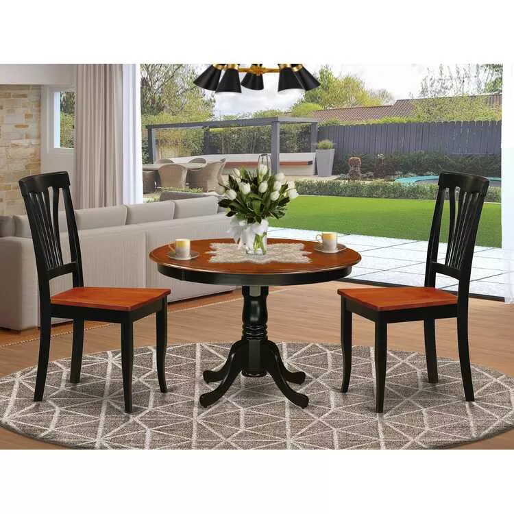 Elegant Round Dining Table Set with Buttermilk & Cherry Finish Chairs