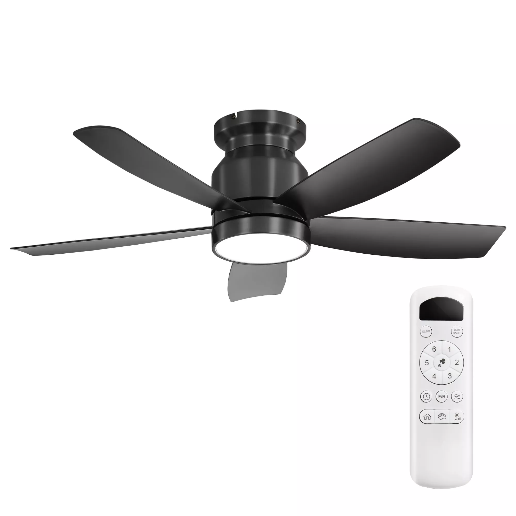 ELEMENT ACE Efficient Flush Mount Ceiling Fan with Dimmable LED Lighting and Remote Control
