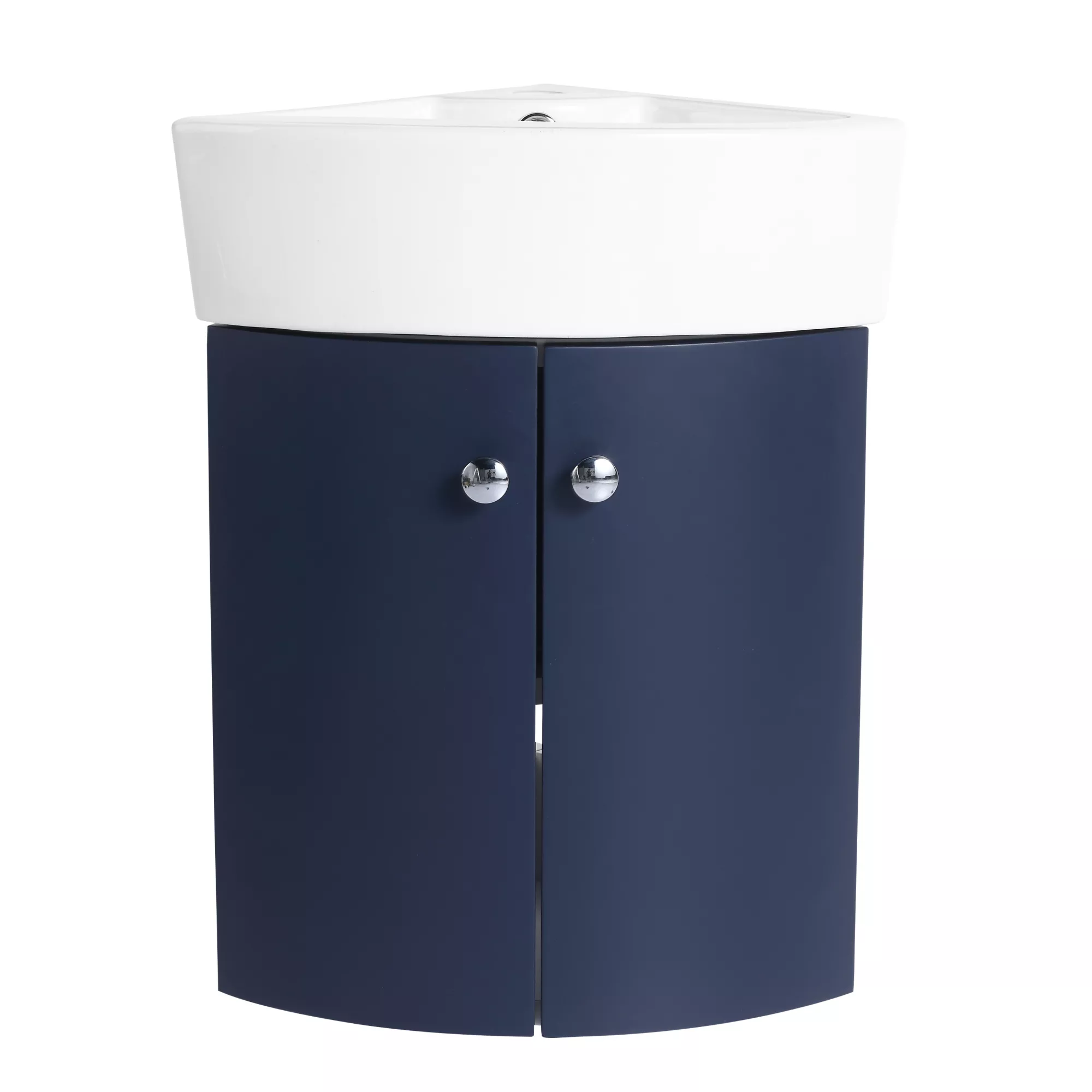 ELEMENT ACE Space Saving Corner Wall Mounted Vanity Cabinet with Integrated Ceramic Sink for Small Bathrooms