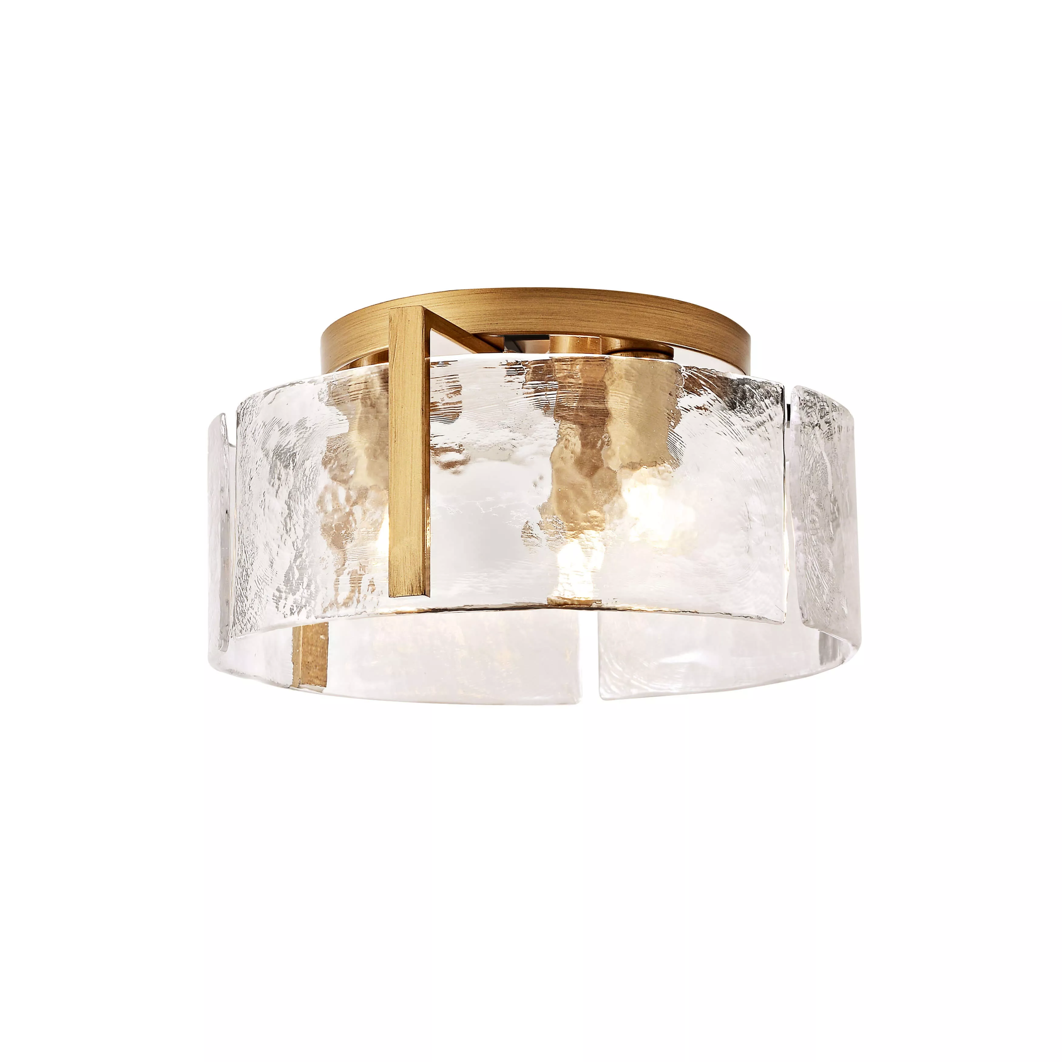Emma Round 3-Light Textured Glass Panels Flush Mount