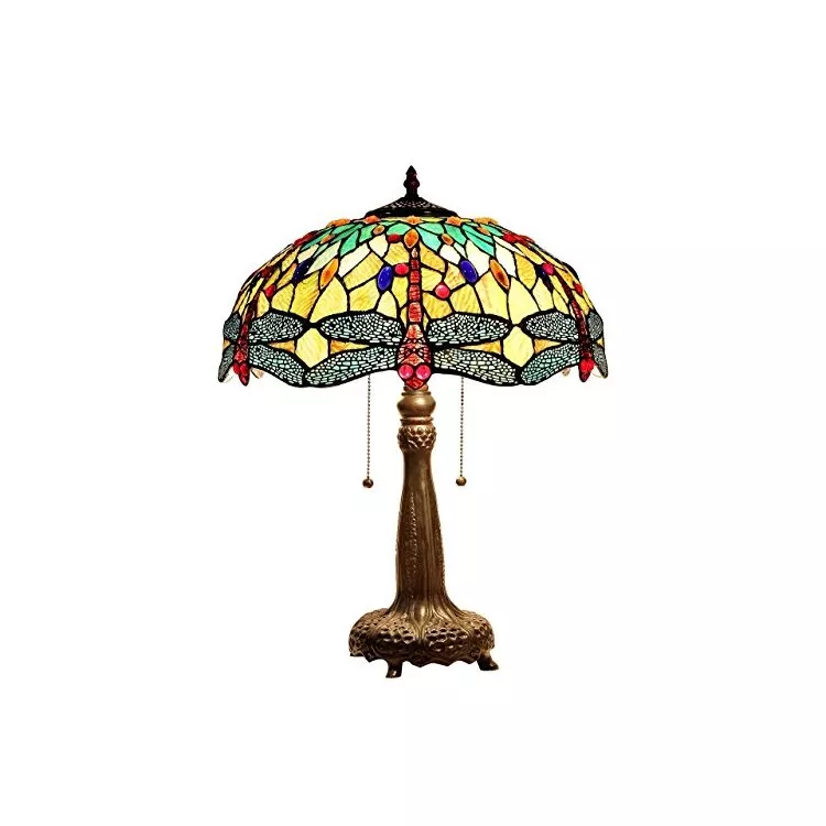 Empress Tiffany-Style Dragonfly 2 Light Table Lamp 18" Shade