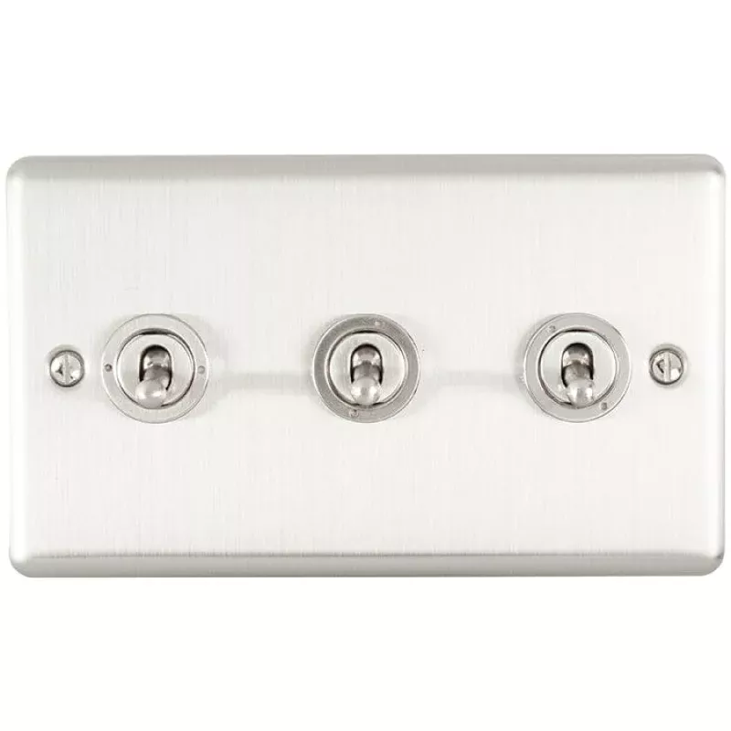 Enhance Decorative 3 Gang Toggle Switch - Satin Stainless