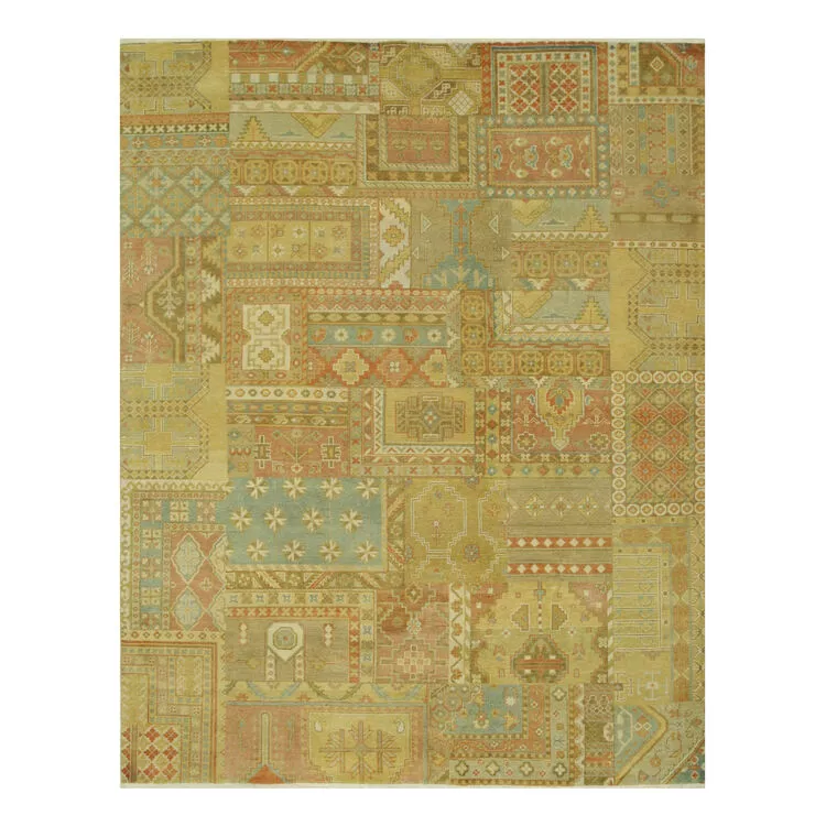 EORC Agra Wool Rug 7'11 x 9'10 - Hand Knotted Patchwork