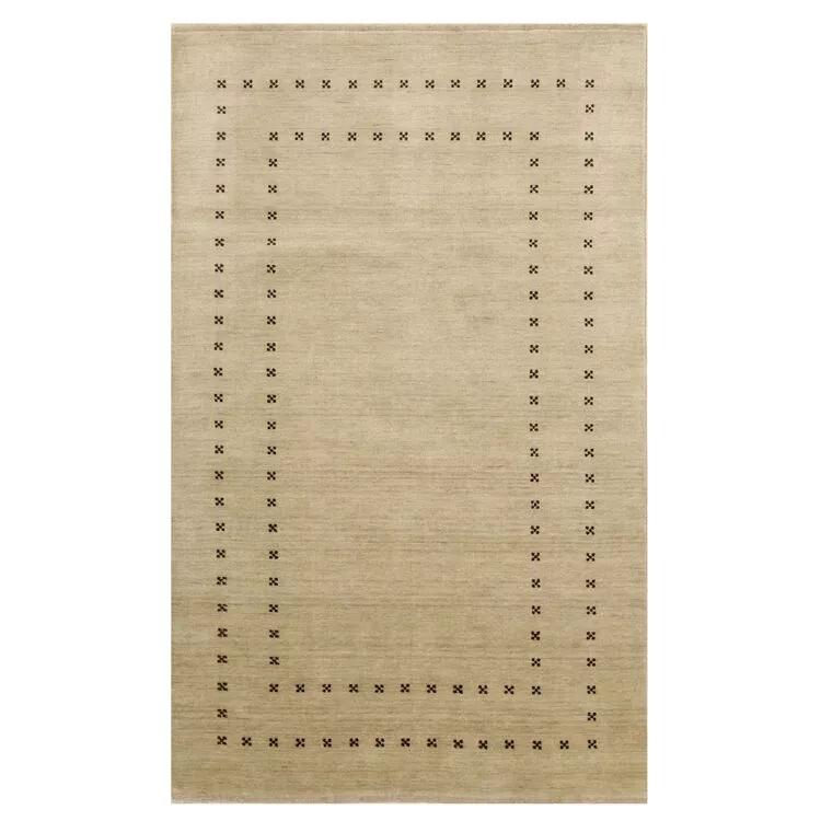 EORC Beige Handmade Wool Transitional Lori Baft Rug, 5' x 8'