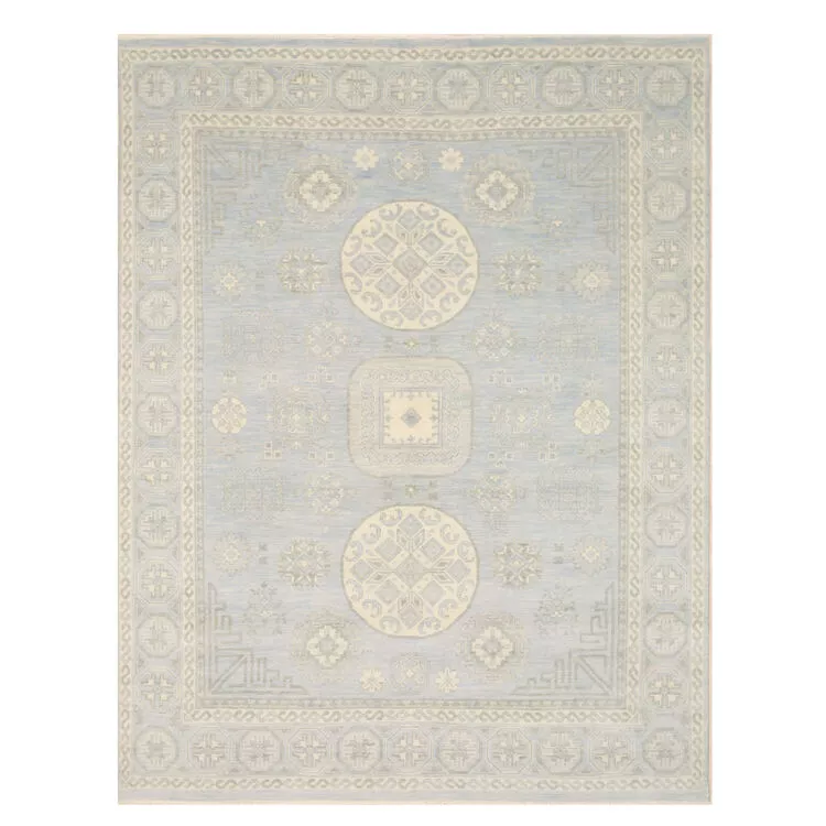 EORC Blue Wool Rug 8x10 - Hand Knotted Kotan Design