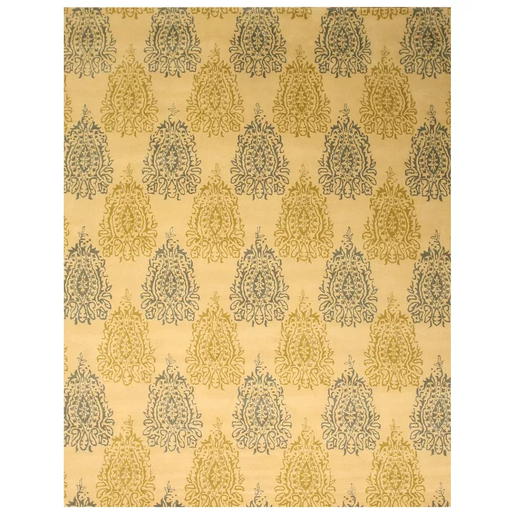 EORC Ivory Paisley Wool Rug - 7x9ft Hand-Tufted