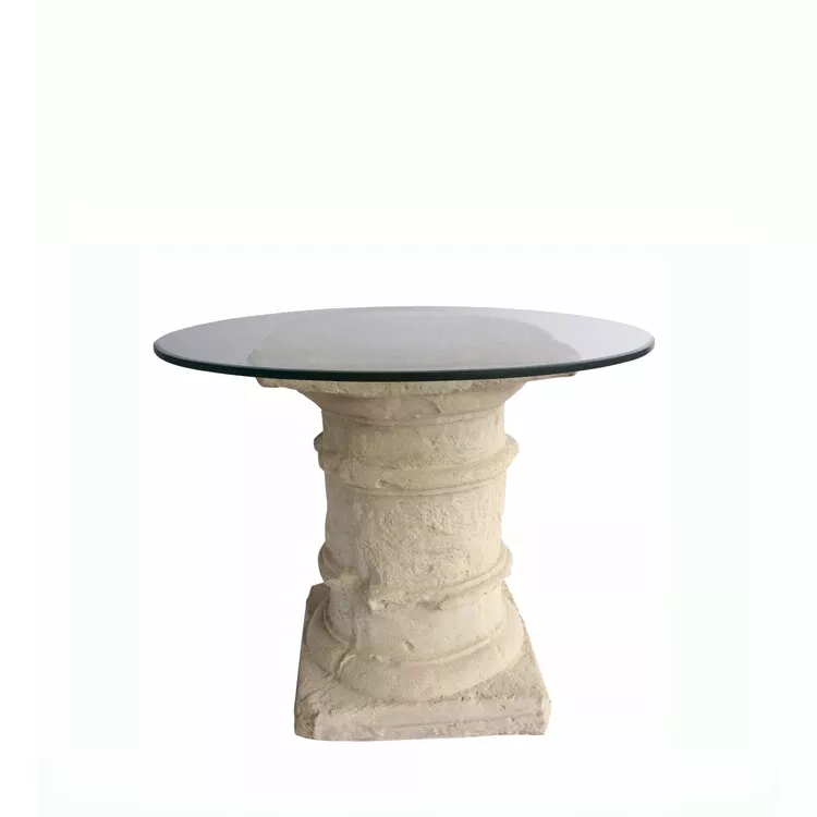 Etruscan Round Dining Table 36 White Cast Limestone - Anderson Teak
