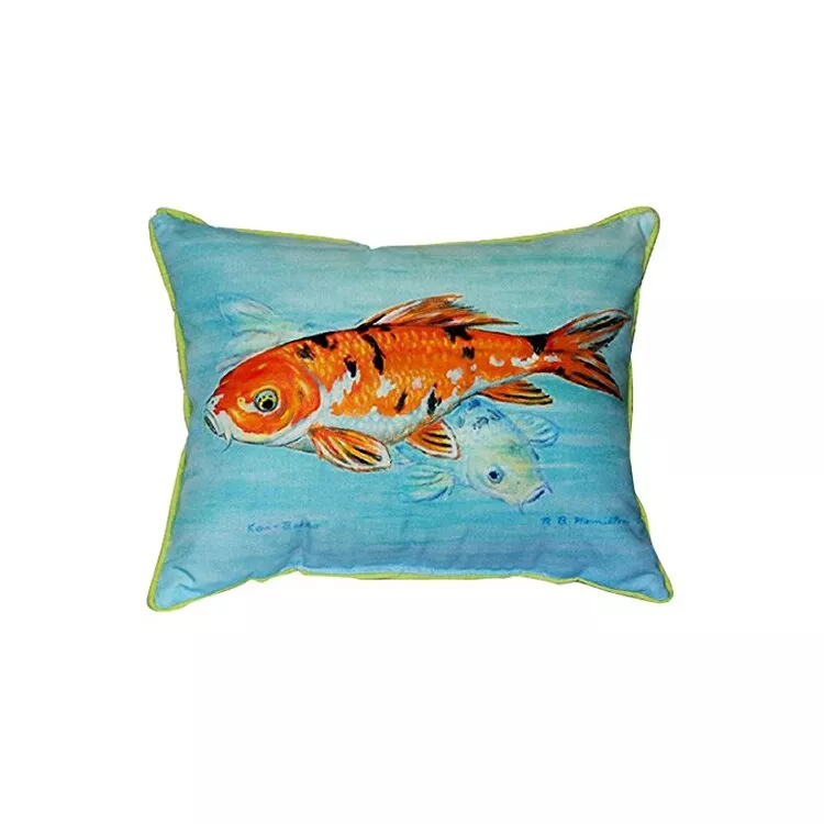 Extra Large Blue Orange Zippered Rectangular Polyester Pillow Cover & Insert - Betsy Drake Interiors