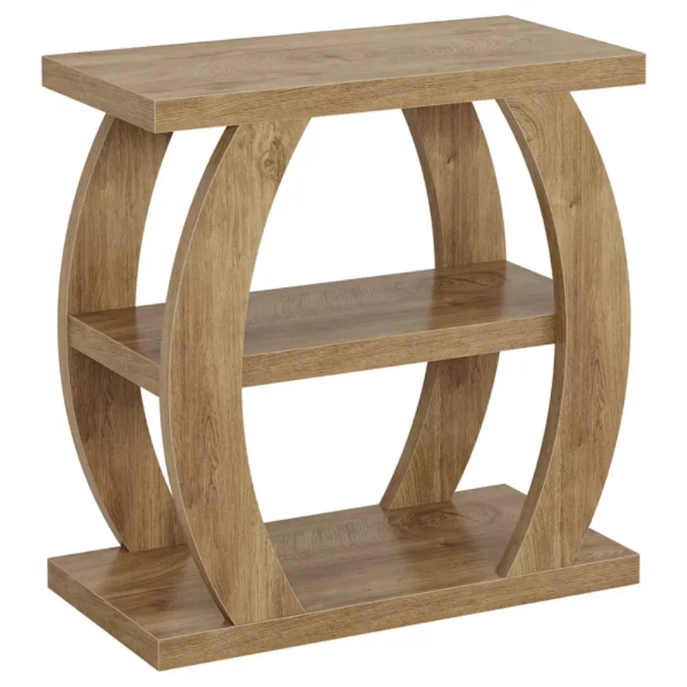 Farmhouse 3-Tier Side Table with Geometric Frame, End Table