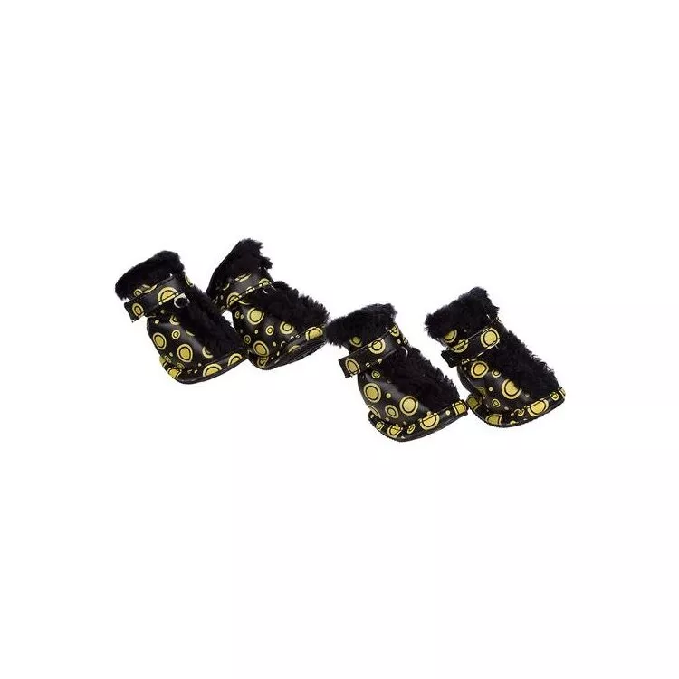 Faux Fur Pet Shoes - Durable, Waterproof, Warm, Adjustable Straps