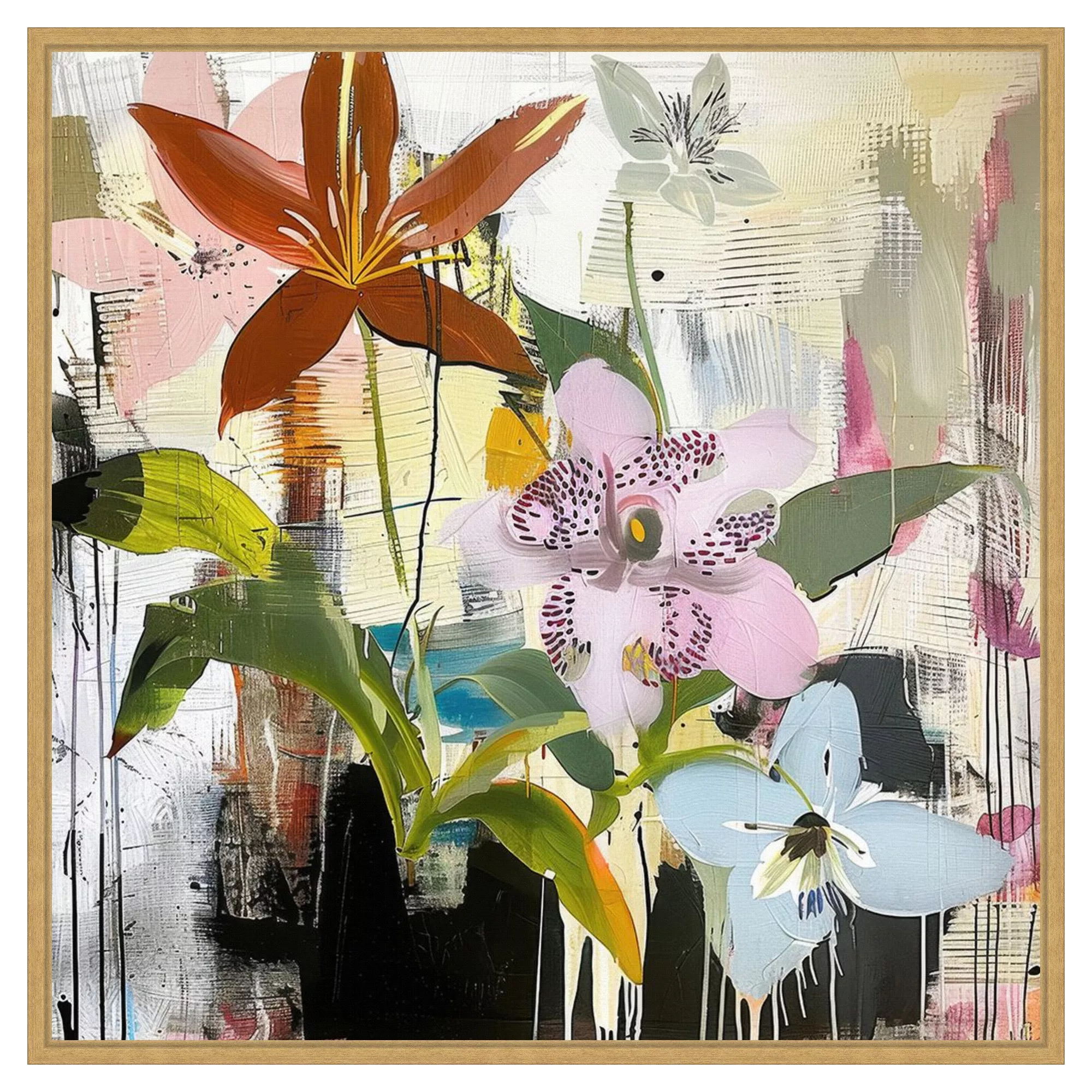 Floral Composition 1 by Elan Studios Framed Canvas Wall Art