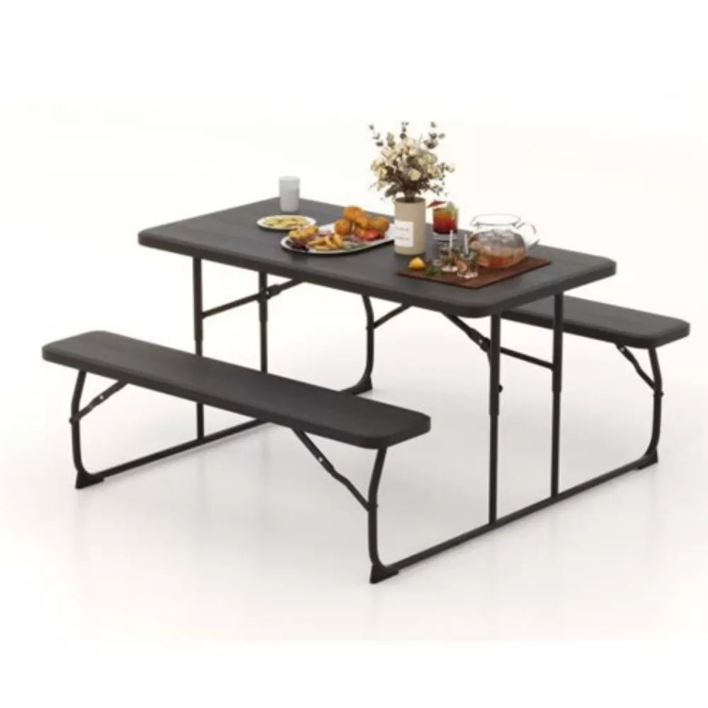 Folding Table with 2 Benches Outdoor Patio Dining Set