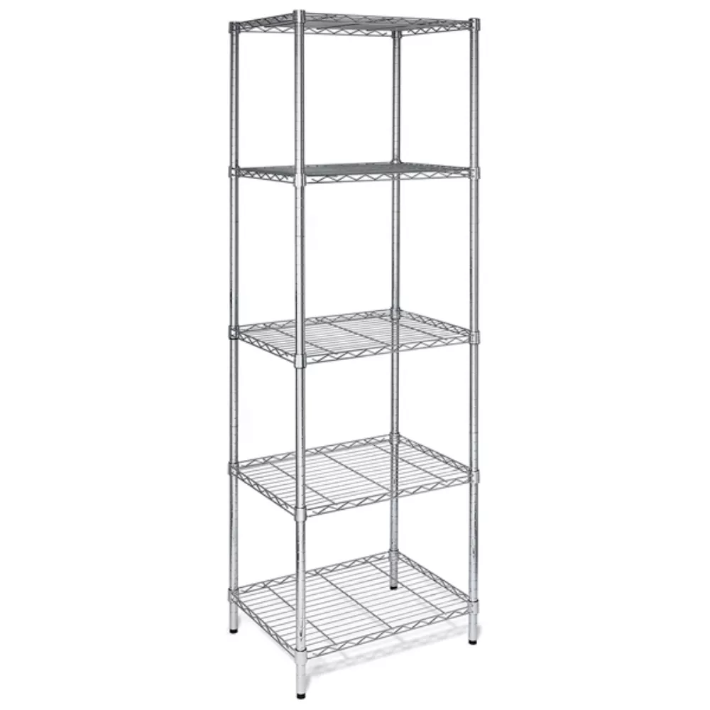 Freestanding 5-Shelf Metal Storage Rack for Kitchen & Basement