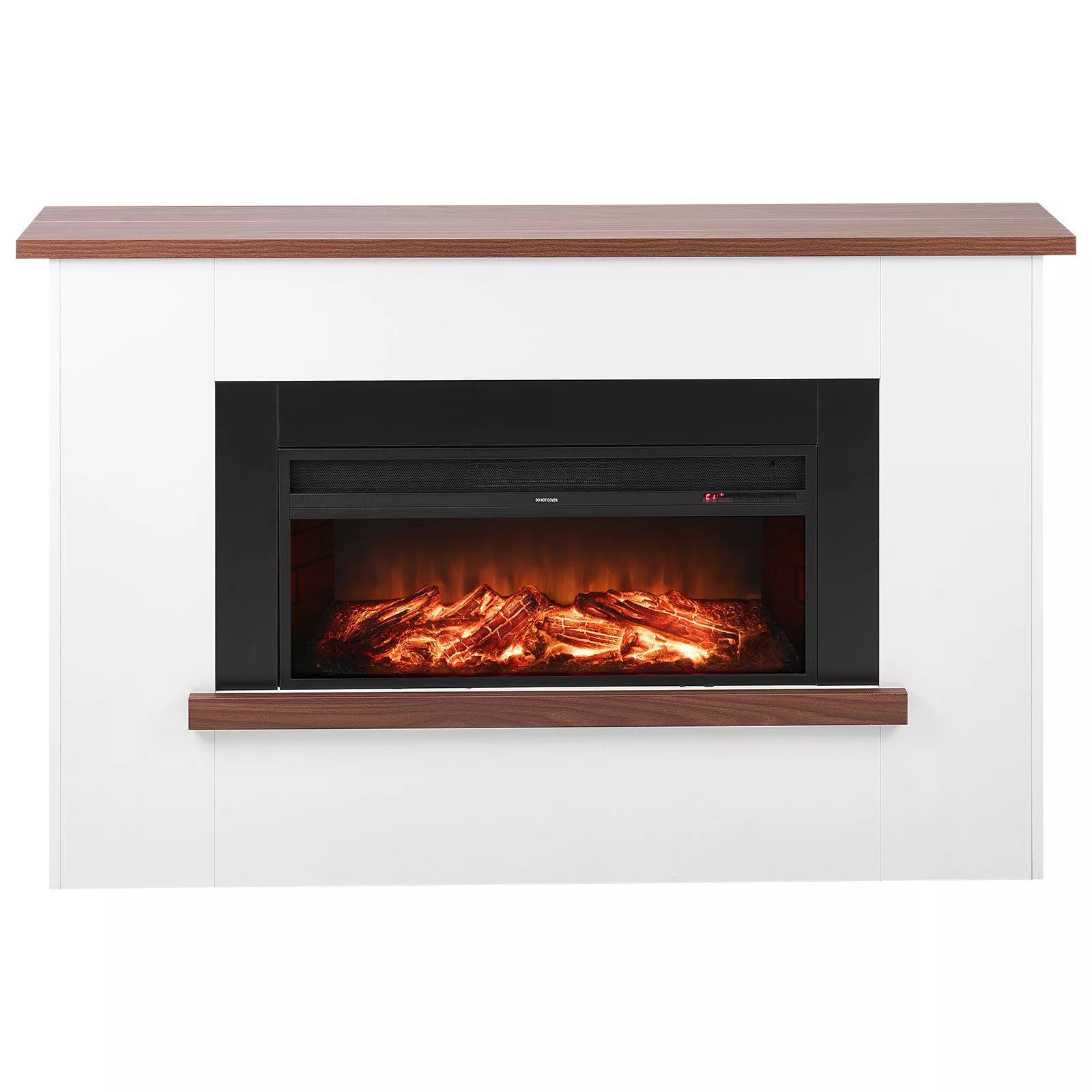 Freestanding Fireplace Heater 1500W with Adjustable Flames, Timer and Remote-White