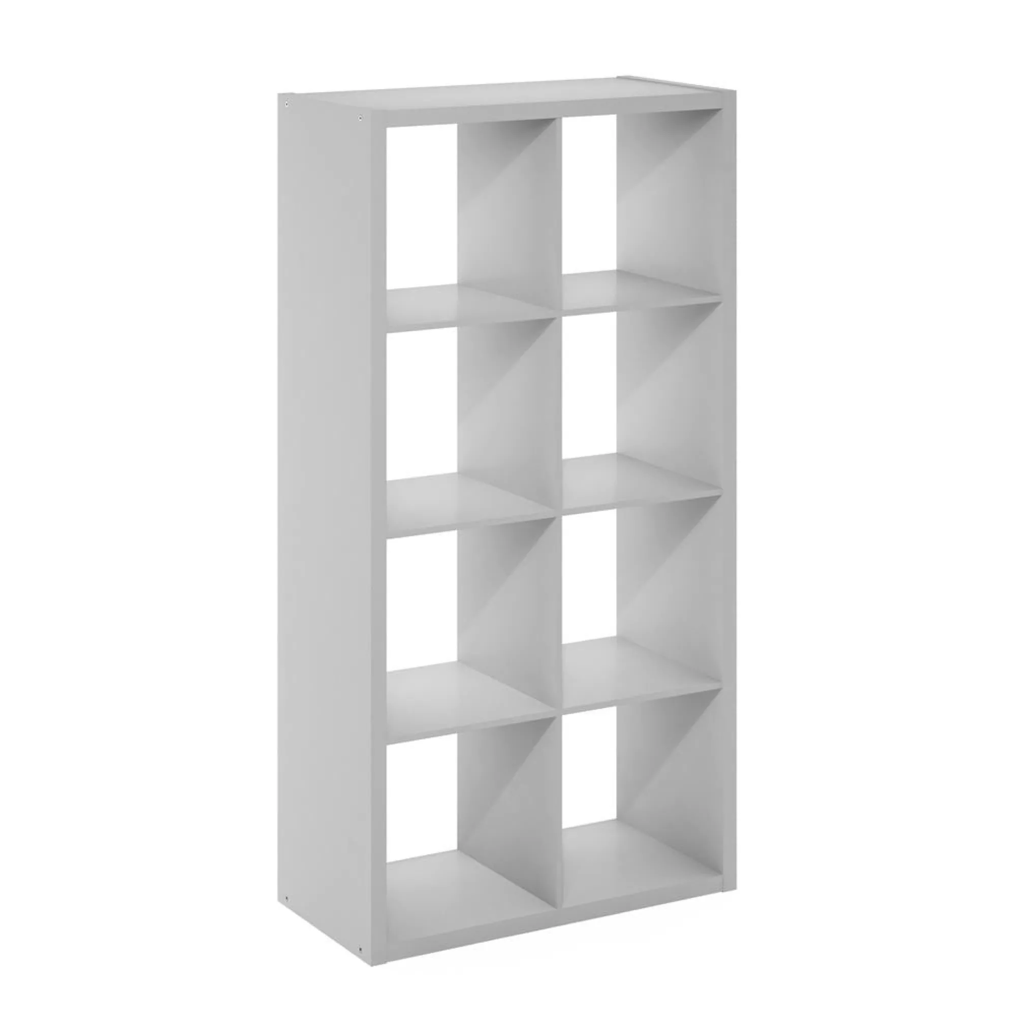 Furinno Cubicle Open Back Decorative Cube Storage Organizer, 8-Cube, Light Grey