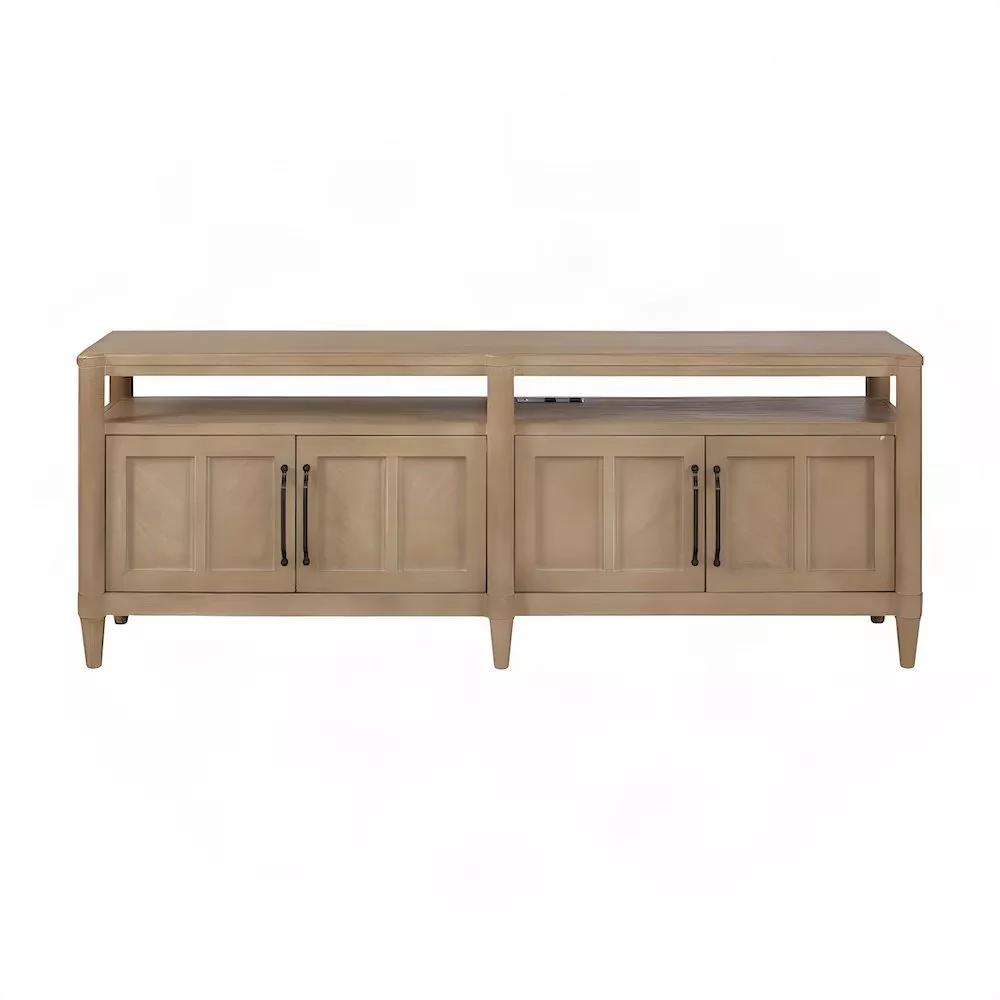 FurniFact Rubberwood and Mindi Veneer Transitional Casual Sofa Console Table, Sand