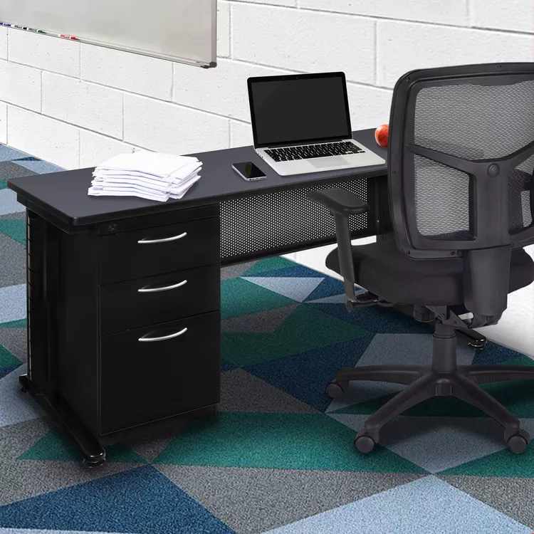 Fusion 72" x 24" Single Pedestal Desk- Grey