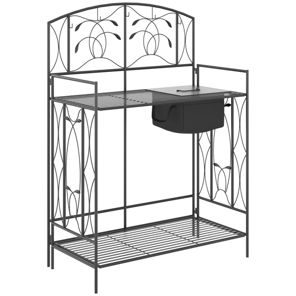 Garden Work Bench with Open Shelves – Outdoor Potting Table for Plants & Tools