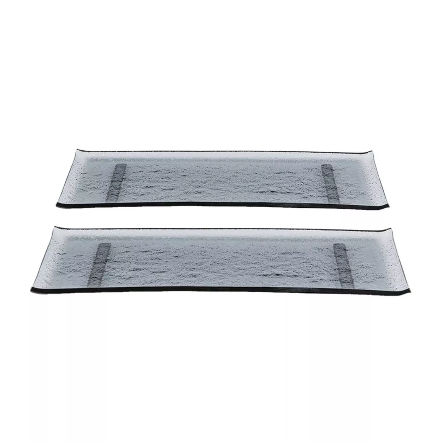 Glass Dinnerware 13.75" x 5" x h:0.5" Rectangular Charcoal Glass Platter (Set of 2)