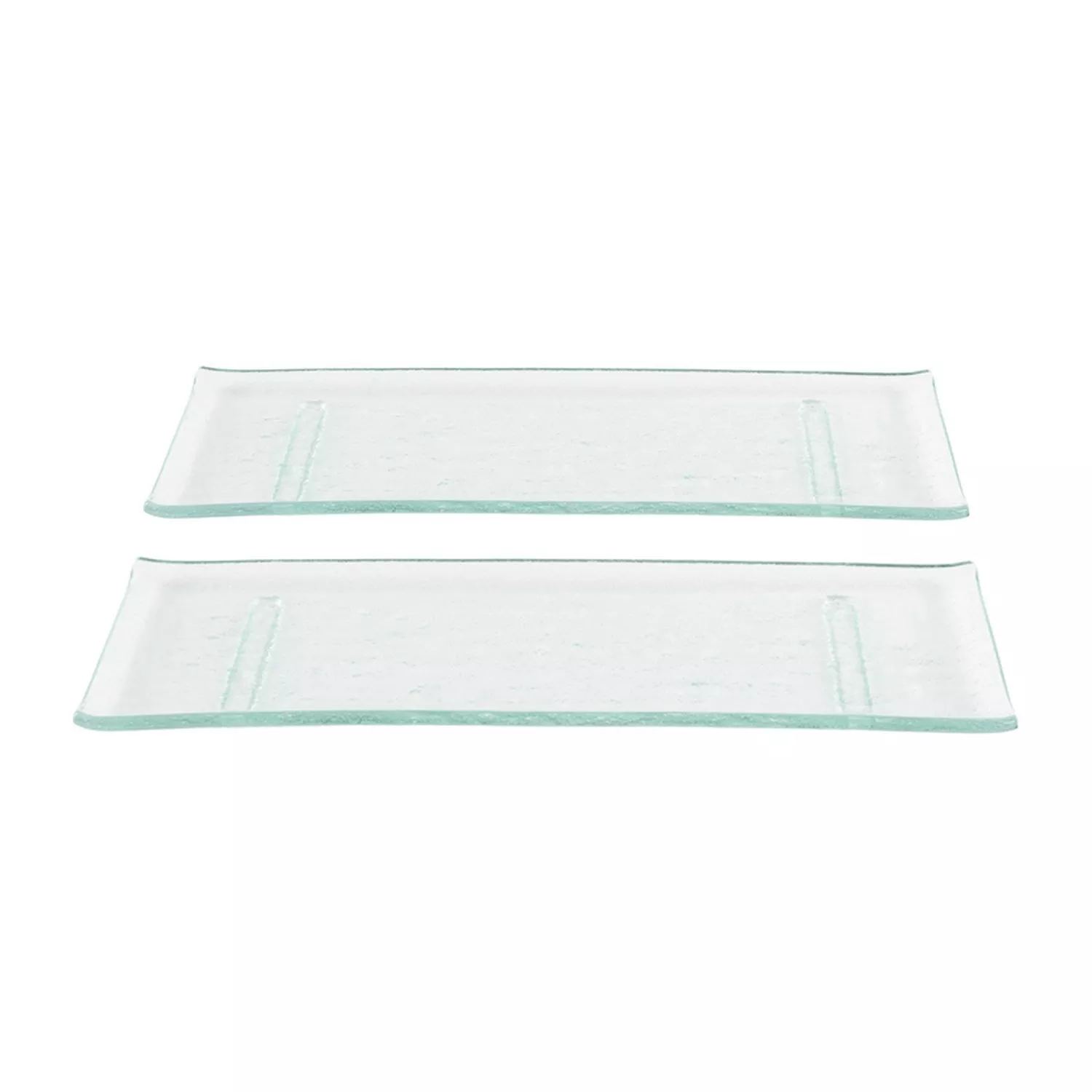 Glass Dinnerware 13.75" x 5" x h:0.5" Rectangular Clear Glass Platter (Set of 2)