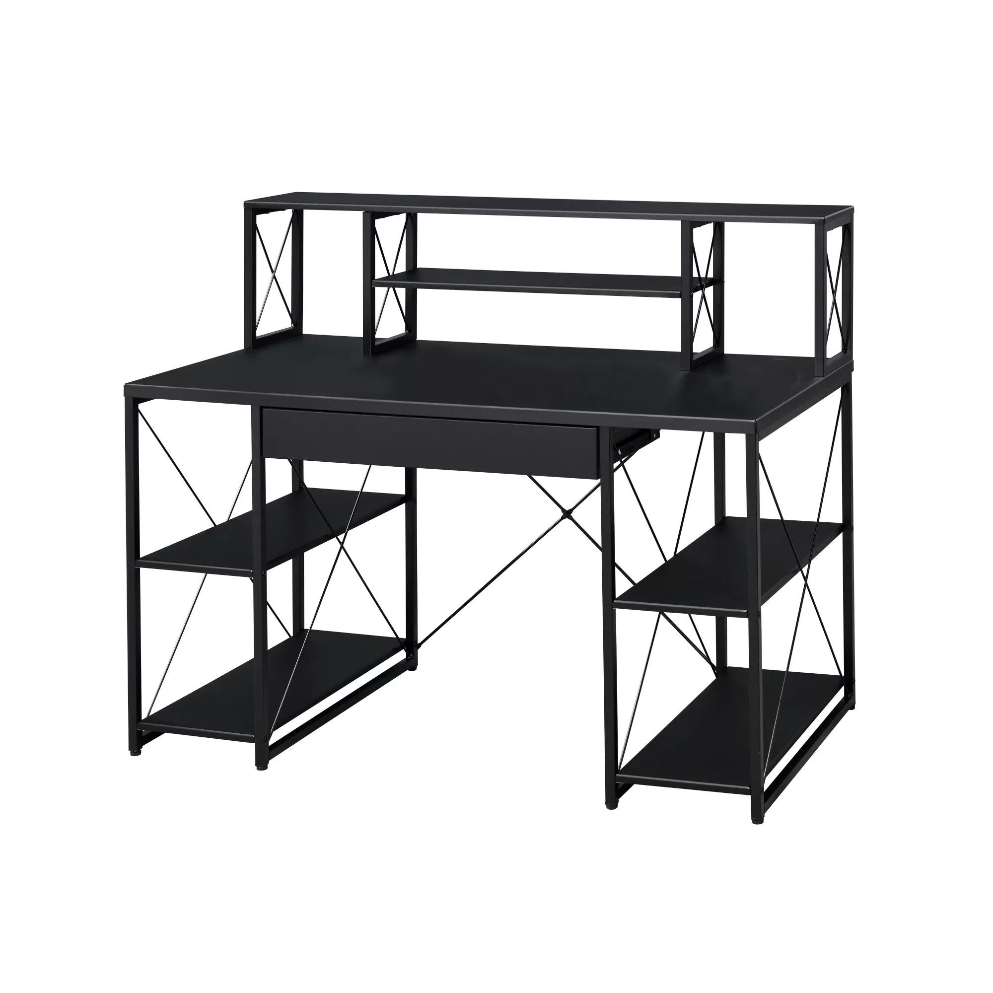 GOODSILO Versatile White Finish Multi-Functional Writing Desk with Ample Storage and Open Shelves