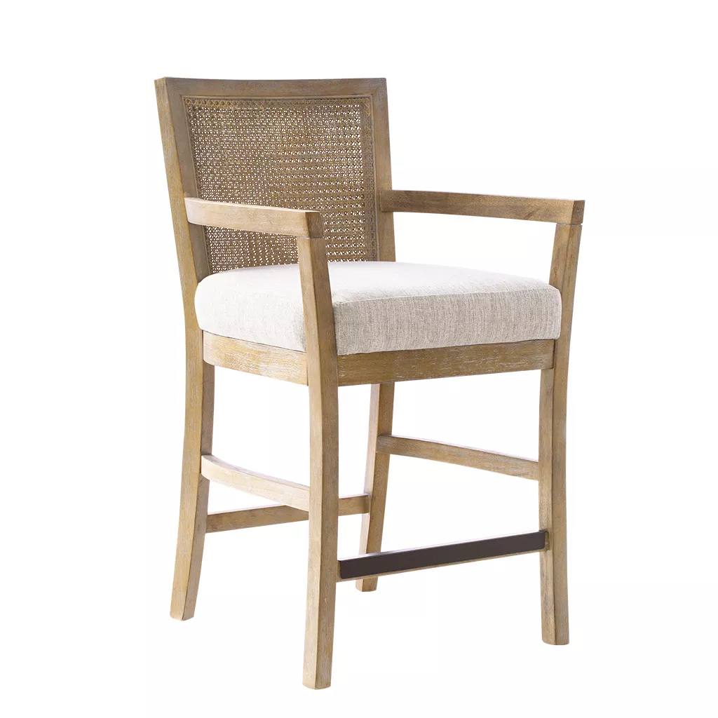 Gracie Mills Damian Solid wood frame Cane Back Counter Bar Stool