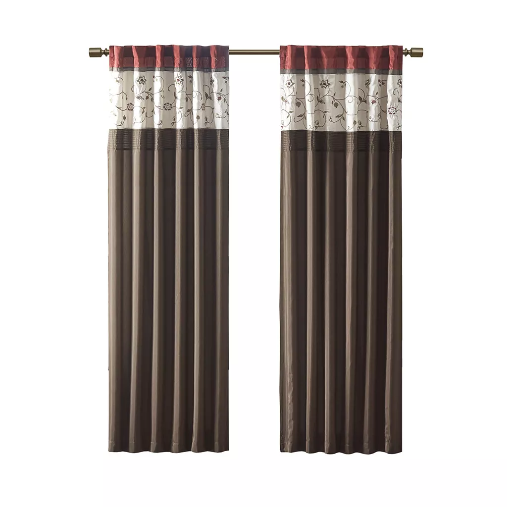 Gracie Mills Rogelio Classic Floral Embroidered Window Curtain Panel