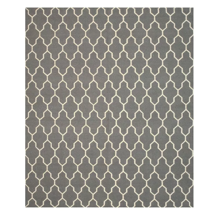 Gray Transitional Moroccan Kilim Wool Reversible Rug 5x8 - Eorc