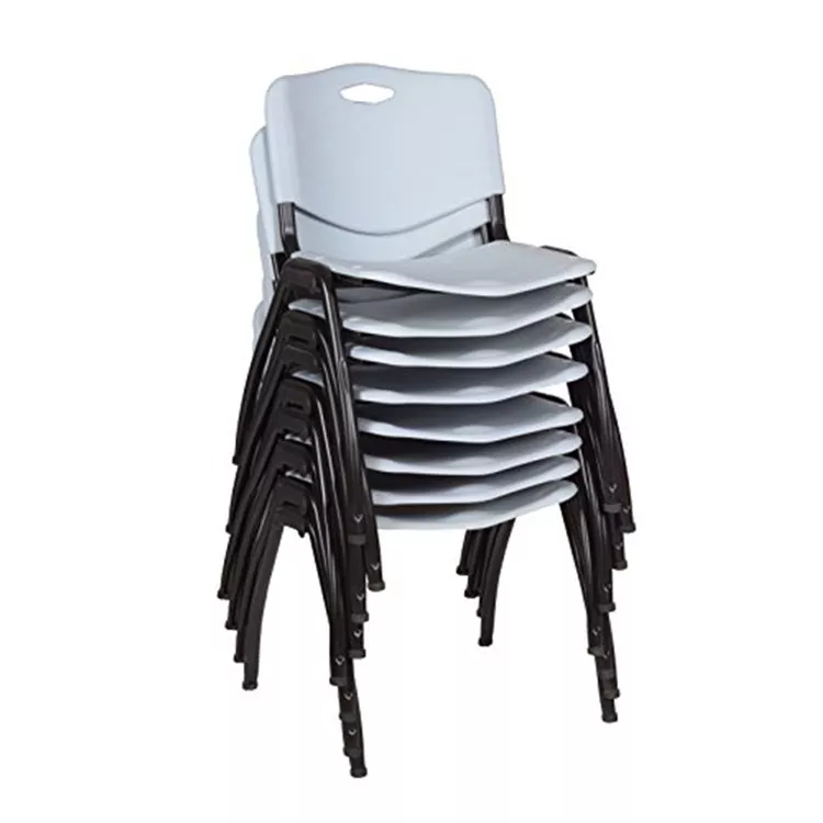 Grey Stacking Chairs 8 Pack - Multipurpose Plastic Metal Stackable - Regency Seating