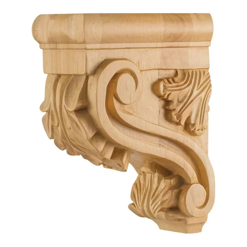 Hardware Resources 3" x 6" x 8" Hard Maple Acanthus Bar Bracket