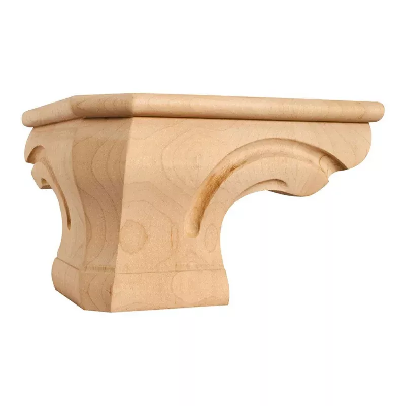 Hardware Resources Hard Maple Rounded Corner Pedestal Foot with Bead
