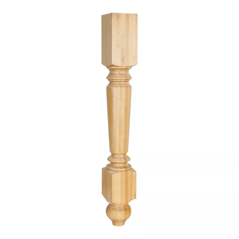 Hardware Resources Rubberwood Turned Post with Bottom Block