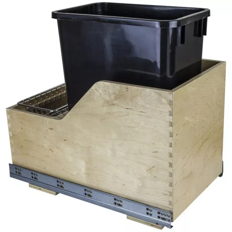 Hardware Resources White Birch Preassembled 35 Quart Single Pullout Waste Container System