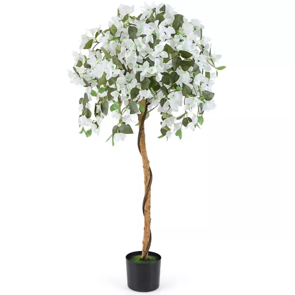 Hivvago 4.5 Feet Artificial Azalea Tree with Cement Pot