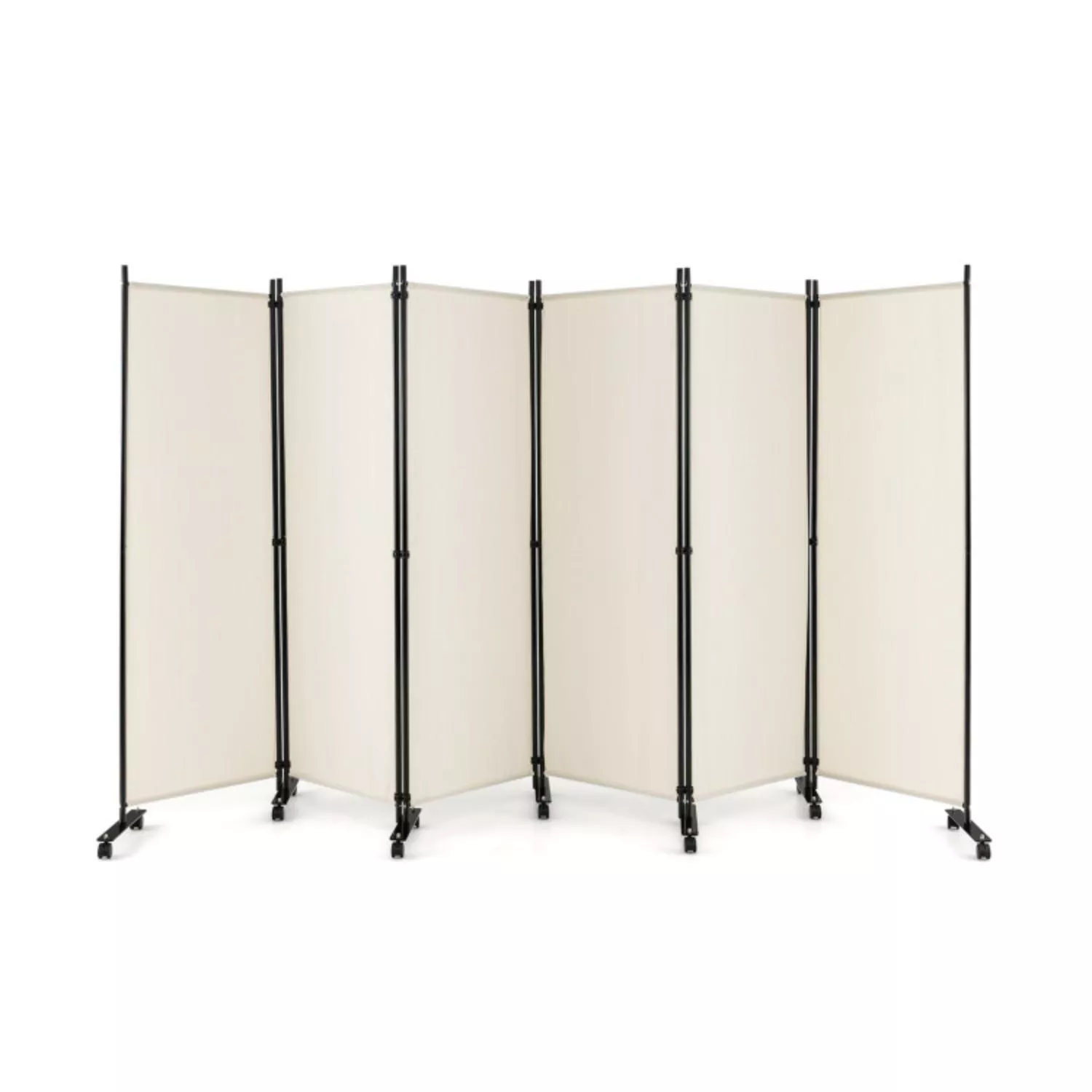 Hivvago 6 Panel 5.7 Feet Tall Rolling Room Divider on Wheels