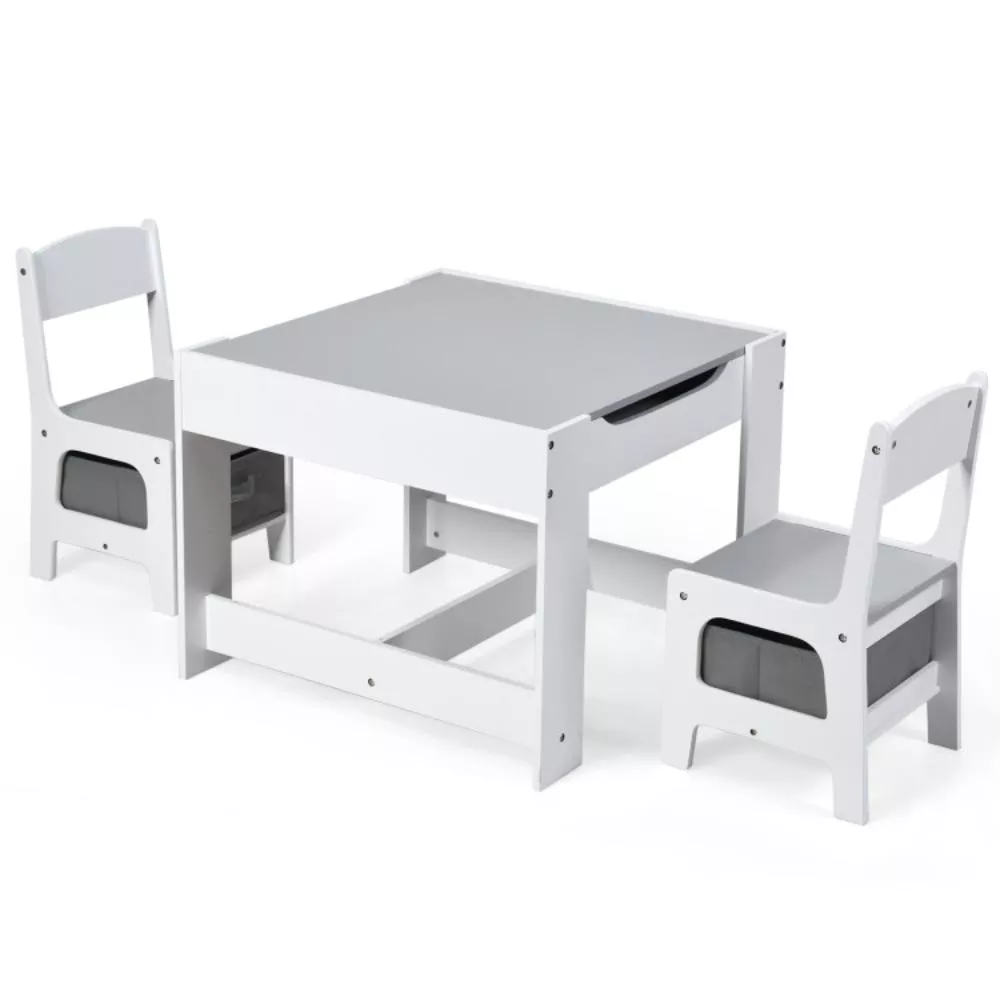 Hivvago Kids Table Chairs Set With Storage Boxes Blackboard Whiteboard Drawing