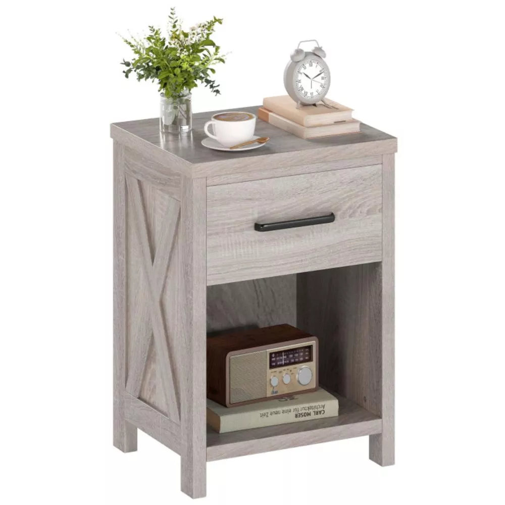 Hivvago Nightstand with Drawer and Shelf