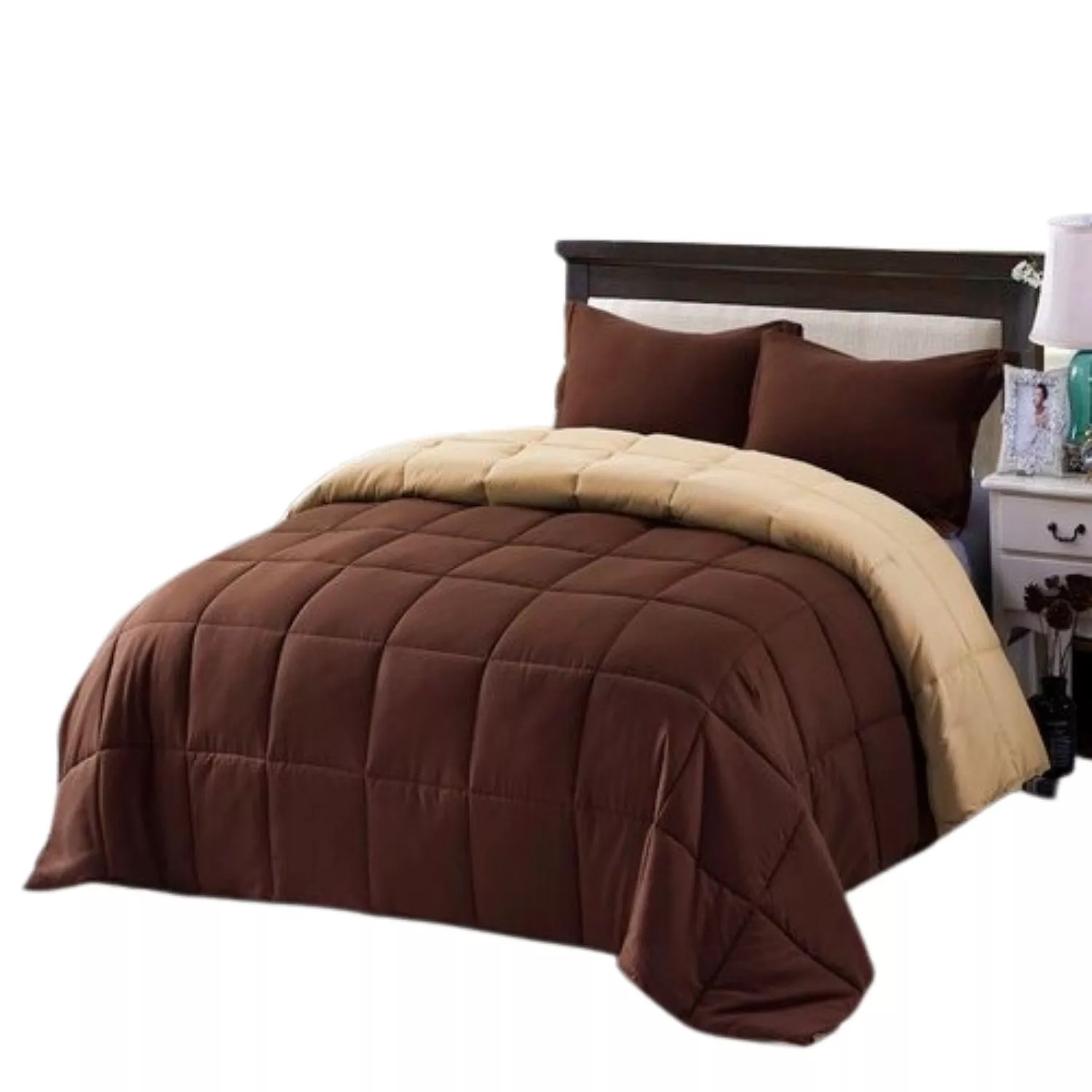 Hivvago Traditional Microfiber Reversible 3 Piece Comforter Set