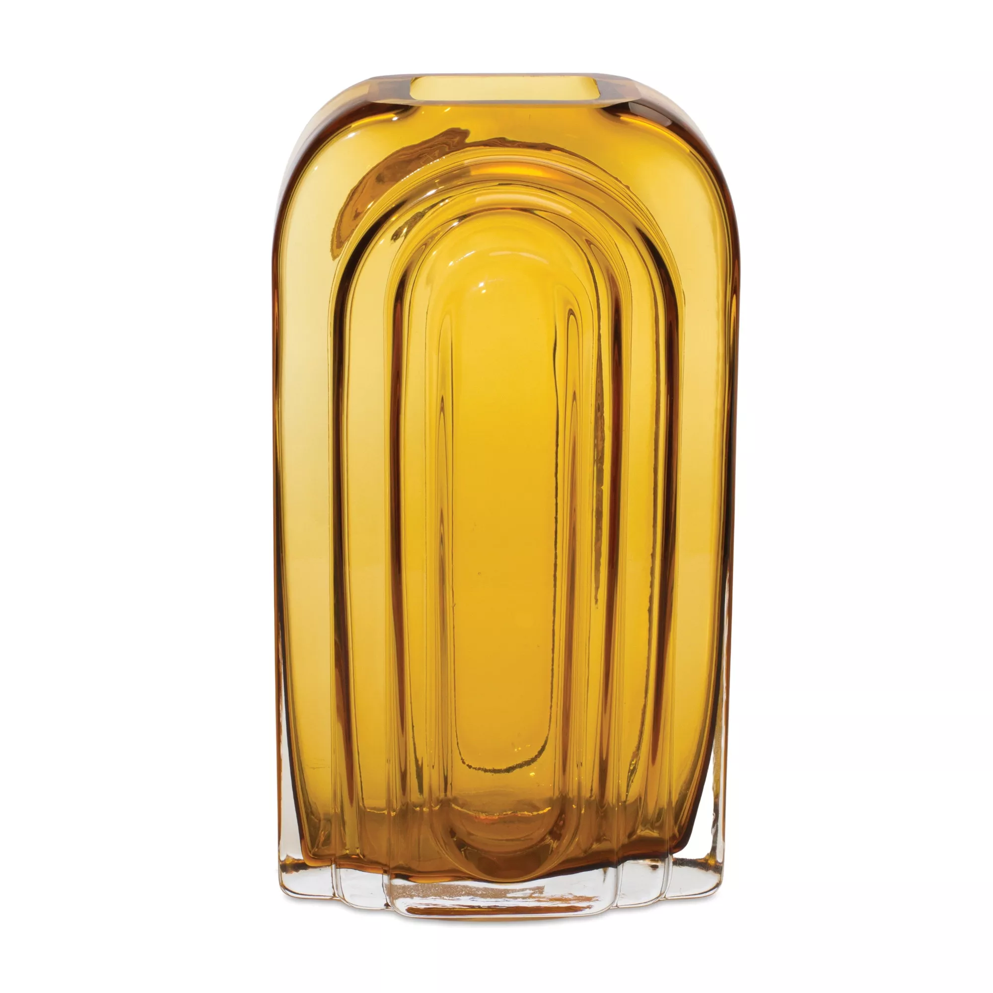 HomeRoots 10" Amber Glass Table Vase