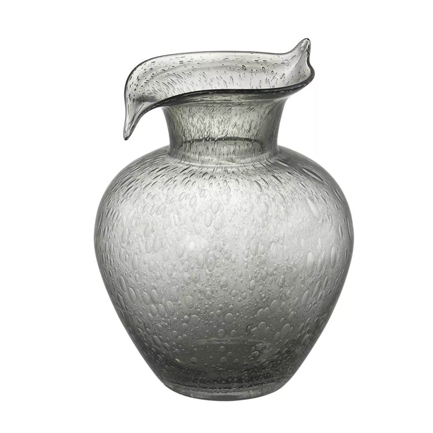 HomeRoots 10" Light Gray Bubble Glass Round Table Vase