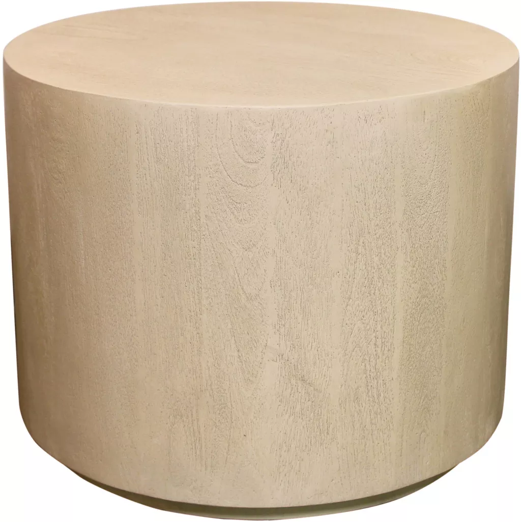 HomeRoots 16" Natural Distressed Solid Wood Round End Table