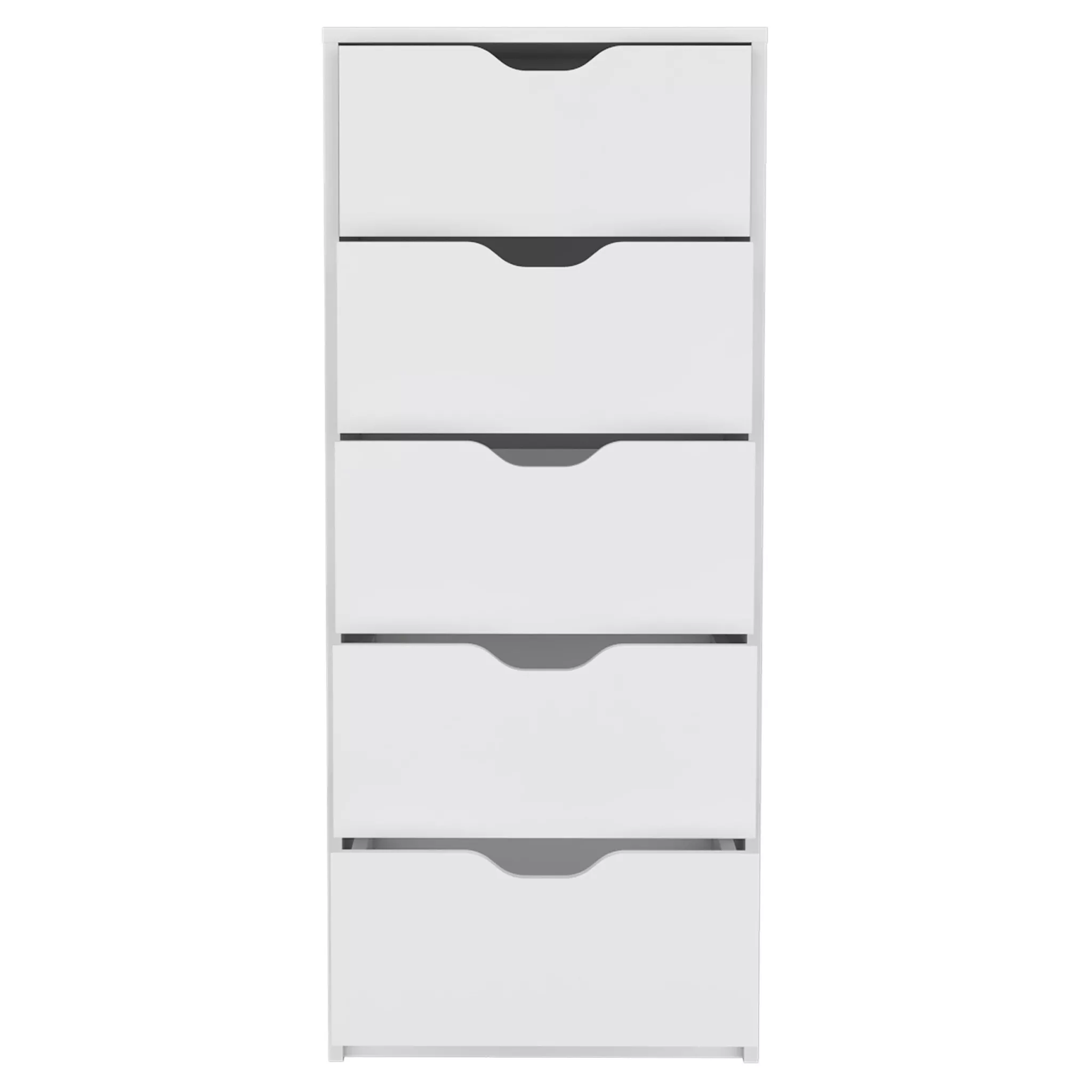 HomeRoots 18" White Five Drawer Standard Chest