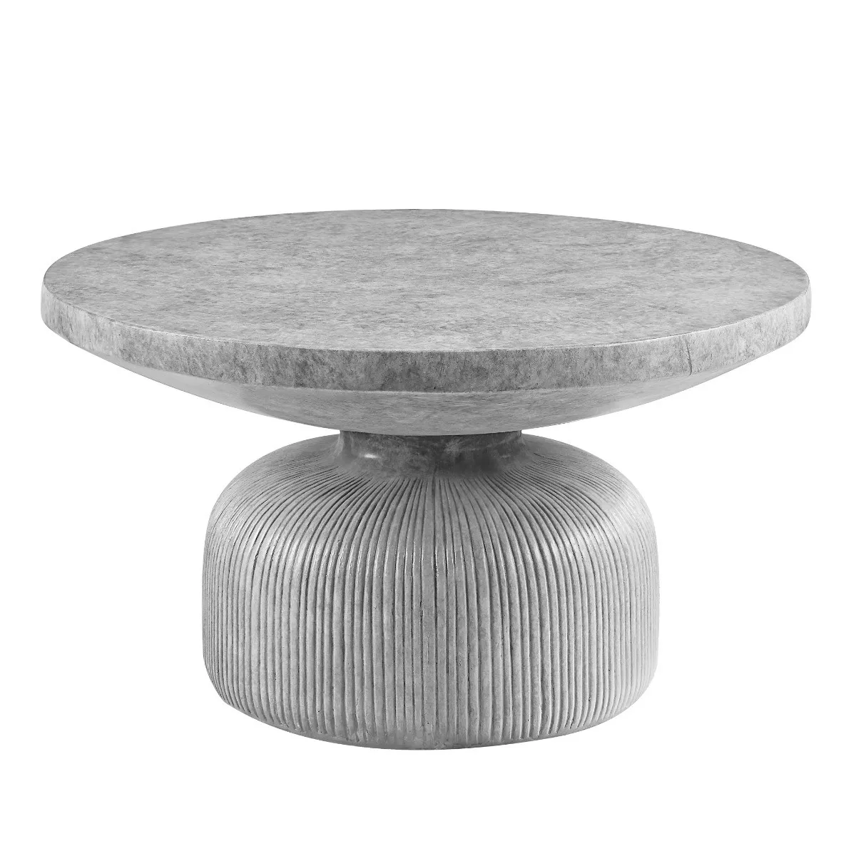 HomeRoots 30" Gray Cement Round Pedestal Coffee Table