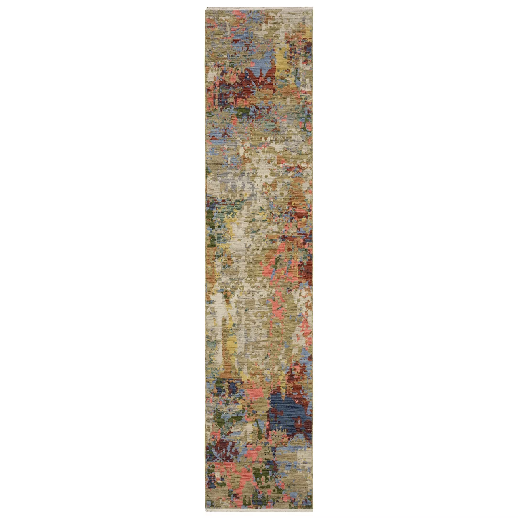 HomeRoots Abstract Runner Rug With Fringe