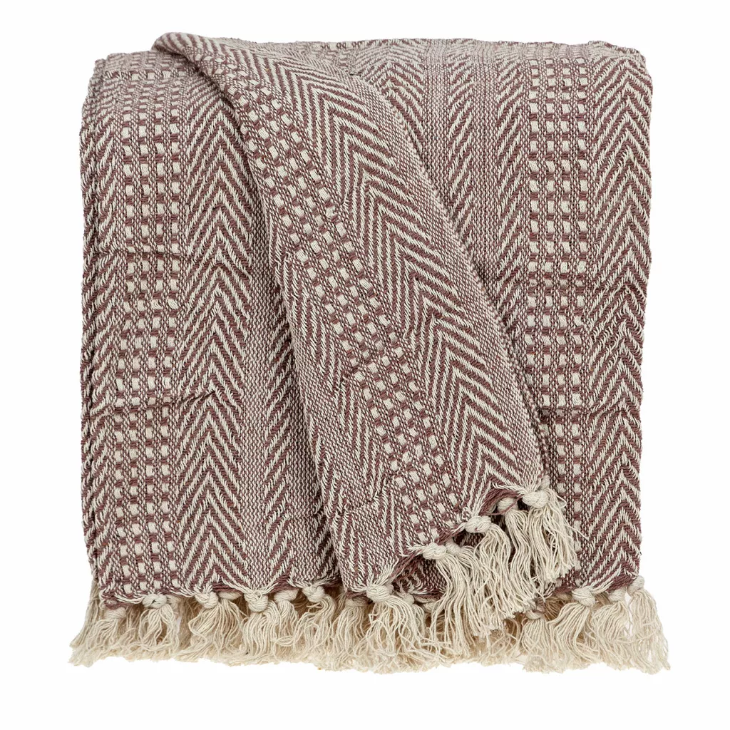 HomeRoots Brown and Beige Woven Herringbone Handloomed Throw