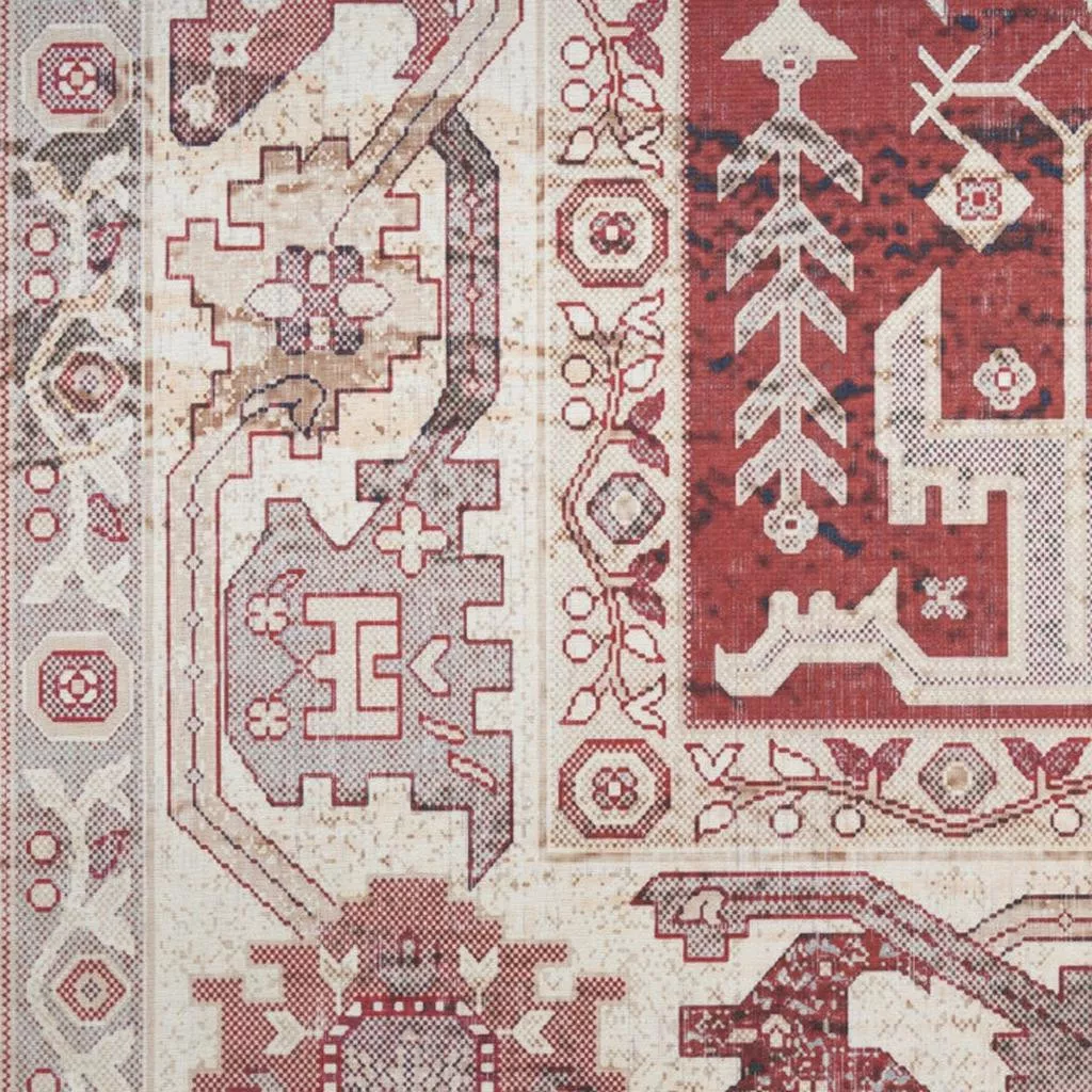 HomeRoots Oriental Distressed Non Skid Area Rug