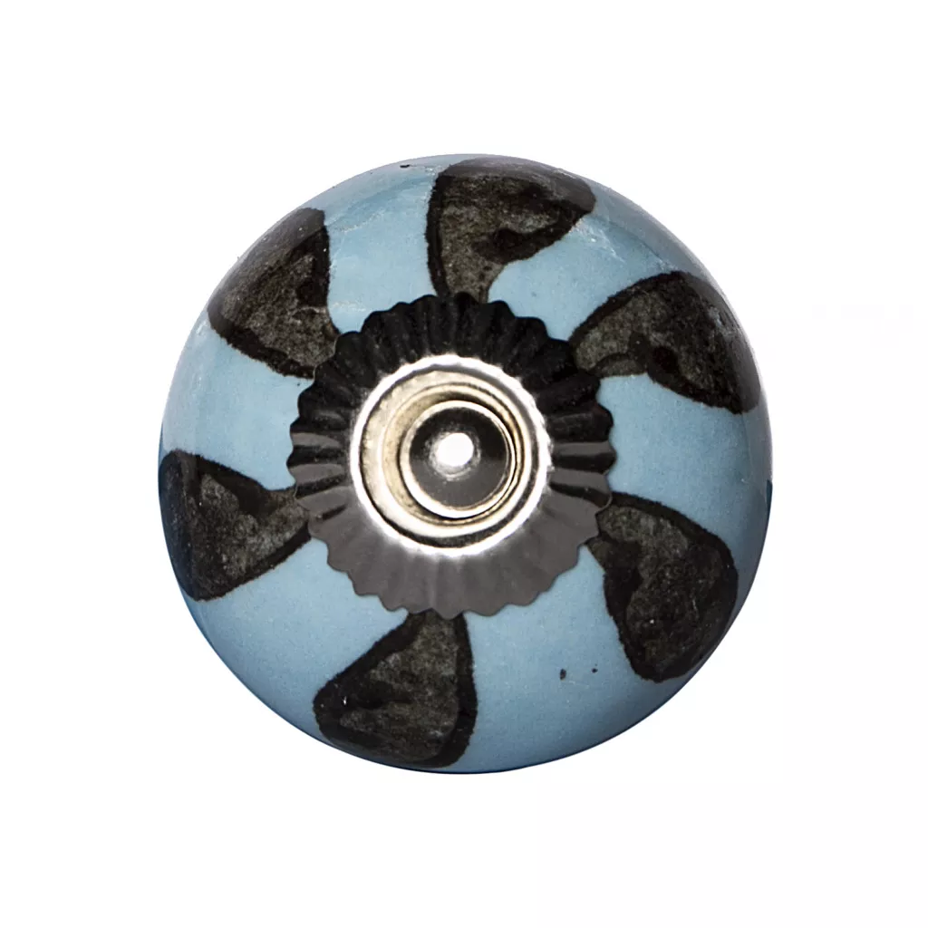 HomeRoots Set of Eight Blue And Gray Ceramic And Metal Drawer Pull Knobs